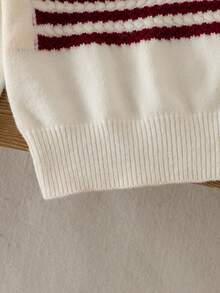 SHEIN Young Girl Casual Loose Crew Neck Long Sleeve Sweater Kids American Flag Independence Day Kids 4 July - White - View 6