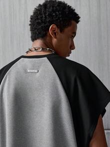 NEON BLANC Men's Graphic T-Shirt, Super Loose Cropped Waffle Sleeveless Tank Top - Grey - View 5