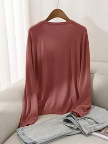 CosyJoli Áo khoác cardigan dài tay màu vàng cơ bản thường ngày cỡ lớn dành cho nữ - Màu Hồng  San hô - Xem 2