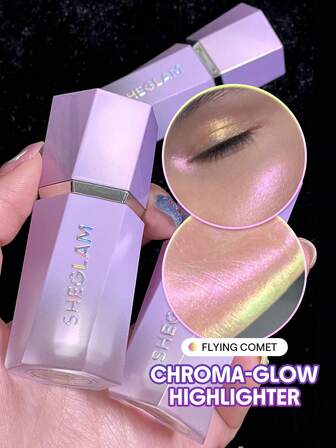 Chroma-Glow Bloom Liquid Highlighter-Flying Comet Farbwechsel-Gelcreme Multichrome Highlighter Hochglanz-Finish Langanhaltend Aufhellend Nicht Verklumpend Glow Highlighter Make-Up Weihnachten Geschenke Highlighter Marke SchöNheit Make-Up Kosmetik FüR Damen MäDchen Perfekt FüR Herbst Winter Ideal FüR Y2K Schick Mode Geeignet FüR Geburtstag Weihnachten PräSent Party Fertig Beste Farbe
