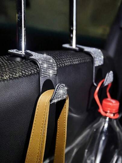 2 Peças Gancho de Carro Artificial de Diamante, Gancho de Armazenamento Oculto de Carro, Gancho Criativo de Assento de Carro, Cabide, Acessórios de Carro para Mulheres