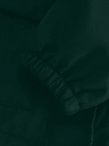 GlowEve Áo khoác hoodie lót nhiệt có túi eo cho nữ, phong cách Pháp thanh lịch, thời trang đi làm thường ngày, cổ điển, đa năng, ngày lễ, màu mơ, thu/đông, áo khoác parka dài tay - Màu xanh lá cây đậm - Xem 6