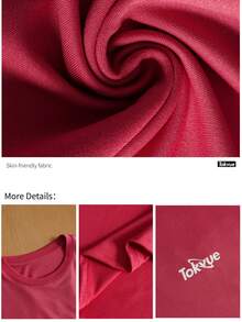 TOKVUE Men's Casual Slogan Embroidered Short Sleeve T-Shirt, Summer - Burgundy - View 5
