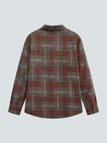 Modcrash 男士时尚经典个性化羊毛格子翻领纽扣夹克，适合休闲、时尚、百搭的日常穿着、通勤、街头风格、冬季长袖羊毛、秋季