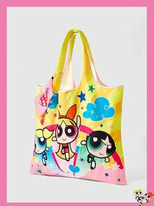THE POWERPUFF GIRLS X SHEIN 1件装，星月飞天小女警背心包可折叠手提包，适合女性 - 多色1 - 查看 2