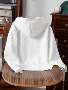 TOM & JERRY X SHEIN Tween Boy Casual Long Sleeve Hooded Sweatshirt, Suitable For Autumn/Winter - White - View 2