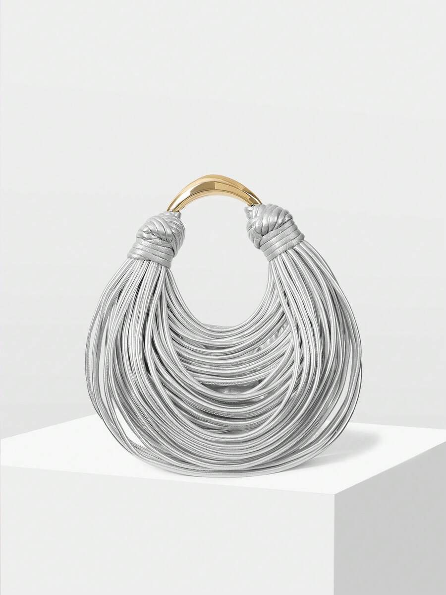 MOTF PREMIUM BOLSO DE MANO DE MUJER CON NUDO DE CUERDA - Plateado - Ver 2