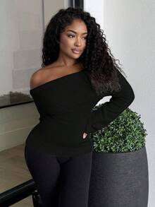 Alexandranx Crew Neck Solid Color Pullover Sweater - Black - View 4