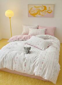 Joivida Bộ 3 vỏ chăn cotton 100% họa tiết hoa cổ điển, thoáng khí mọi mùa, 2 vỏ gối + 1 vỏ chăn (Không bao gồm ga trải giường) - Nhiều màu - Xem 17