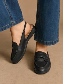 Rosivie 女士休闲百搭通勤简约平底鞋 - 黑色 - 查看 3