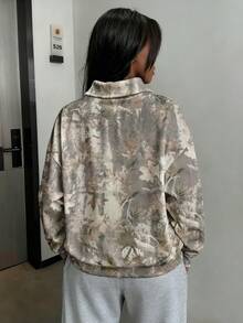 Rovax Áo nỉ cổ bẻ thời trang đường phố Leaf Camouflage dành cho nữ, hoàn hảo cho mùa thu/đông, quà tặng cho nữ, áo nỉ ngày lễ, áo phông thời trang, áo nỉ thời trang, quà tặng cho anh chị em, quà tặng cho chị em gái, quà tặng Ngày của Mẹ, áo nỉ vui nhộn, áo nỉ thời trang tối giản thường ngày - Xám - Xem 2