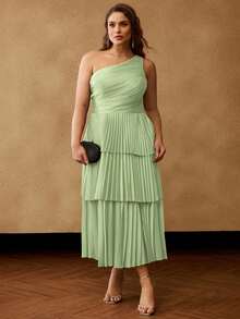 MOTF PREMIUM ĐẦM DỰ TIỆC VAI XẺO NẾP KHÔNG ĐỐI XỨNG CỠ LỚN - Nhiều màu - Xem 4