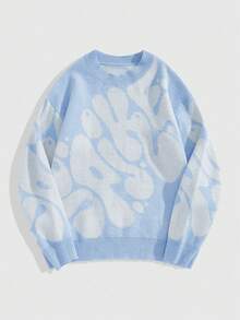 ROMWE MEN Street Life Teen Boy Letter Graphic Crew Neck Long Sleeve Casual Sweater, Autumn/Winter