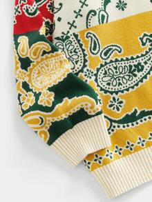 EASEVO Áo khoác cardigan nam cỡ lớn kiểu dáng thường ngày phối màu họa tiết hoa điều, áo khoác cardigan dệt kim hoa dành cho nam mùa thu/đông. - Nhiều màu - Xem 7