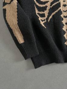 Manfinity ZONE917 Uomo Maglione con modello scheletro spalle cadenti - Cachi - Visualizzare 2