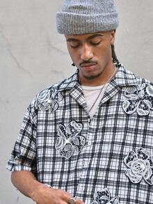 AXEPEAK Men's Loose Fit PU  Short Sleeve Shirt, Streetwear Inspired - Multicolor - View 6