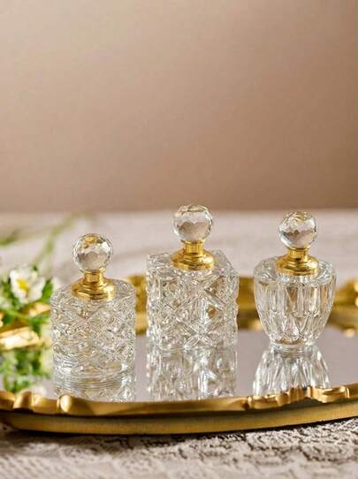 Cirelle 1pc Clear Crystal Perfume Refillable Bottle, Portable Small Fragrance Bottle For Essential Oils
