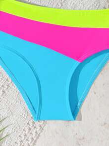 4-7岁女童连体泳衣，时尚撞色沙滩派对泳装