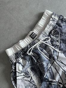 Manfinity ZONE917 男士休闲印花运动裤 - 黑與白 - 查看 2