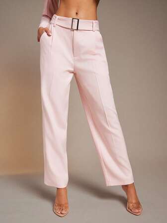 L'Amorae Avsmalnande kontorsbyxor med hög midja och skärp