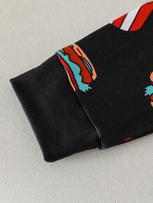 Tween BoyBlack Base Minimalist Blue Print Long Sleeve & Pants Snug Fit Pajama Set Long Sleeve Pajama Sets - Multicolor - View 8