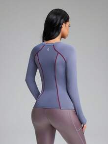 Innovista Innovista Jersey Sepeda Wanita Lengan Panjang Rajut Abu-abu Gelap dengan Detail Resleting, Panjang Standar - Dark Grey - View 4
