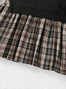 Emery Rose Kids Emery Rose Kids 少女撞色长袖休闲连衣裙，校服裙，卫衣裙，秋冬款 - 黑色 - 查看 5