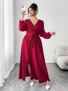 Elenzga Valentine's Day Elegant Red Sequin Plus Size Dress For Valentine's Day - Red - View 3