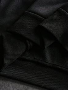 SLATEMANN 宽松版型男士标语图案落肩黑色字母洛杉矶长袖连帽衫，适合朋友、丈夫、男朋友的礼物，秋季 - 黑色 - 查看 7