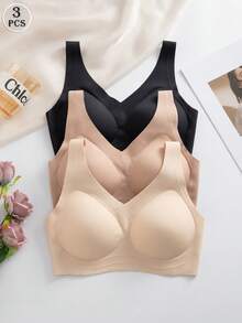 3件套优雅舒适无缝文胸，女士款，多色可选 - 彩色 - 查看 2