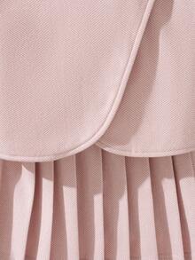 Souflis 4-7 Years Old Girls' French Retro Jacquard Woven Set, Cape-Style Top + Pleated Midi Skirt, Vintage Button Loose Silhouette, Elegant For Daily Wear, Parties, And Cultural Events - Pink - View 6