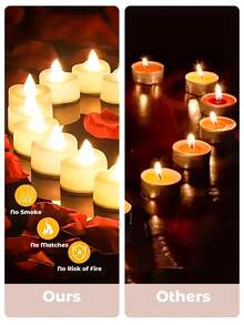 Teckwe 6支心形LED无焰电子蜡烛，营造浪漫氛围，暖光，节日装饰，桌面摆件，浪漫夜晚，婚礼餐桌装饰，生日派对 - 白色 - 查看 6