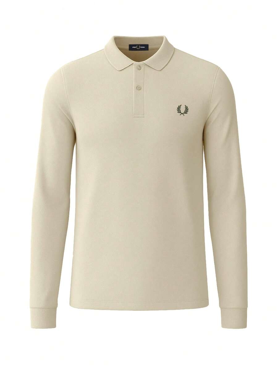 Fred Perry قميص بولو بأكمام طويلة لون بيج للرجال - بيج - مشاهدة 1