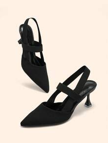 CUCCOO BASICS Women's Fashionable Elegant Charming Bow Rhinestone Decor Glitter Golden Pointed Toe Comfortable Party Banquet Pumps - Black - View 9