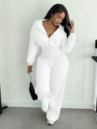 Alexandranx Hooded Zip Through Jumpsuit Casual Vacation Airport Outfit Fall Back To School Autumn Winter Lounge