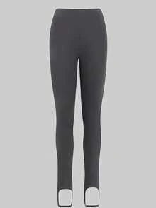 INAWLY Women's Autumn/Winter New Stylish Black Thin Fleece Casual Leggings, Versatile & Slimming - Grey - View 4