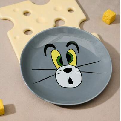 TOM & JERRY X Joivida 1 件陶瓷餐盘，适用于家庭、客厅、餐厅、厨房，可用作零食盘、糖果盘、甜点盘、沙拉碗、储物盘、蛋糕盘、水果盘、餐盘、碗，可盛放谷物、蔬菜、肉类、面包，适用于家庭聚会、派对、餐厅、野餐、婚礼庆典、派对服务托盘。