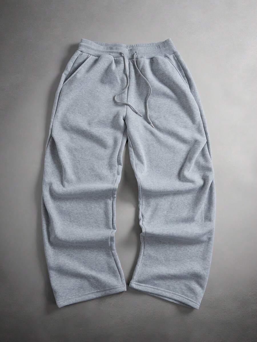 STYNVO Quần nỉ nam cạp rút túi màu trơn thường ngày - Màu Xám nhạt - Xem 1