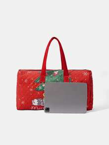 We Bare Bears X SHEIN Cute Women's Large Capacity Cartoon Pattern Tote Bag, Travel Bag, Tote Bag, Over Night Holiday Luggage Travel Duffel Bag, Large Capacity Waterproof Gym Bag, Weekend Carry-On Handbag, Christmas, Xmas - cartoon - View 5