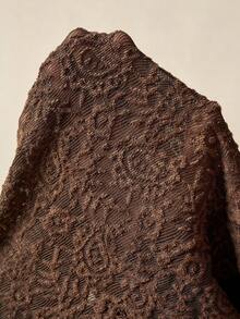 Bohemela Plus Size Summer Casual Lace Patchwork Jacquard Bodysuit - Brown - View 8