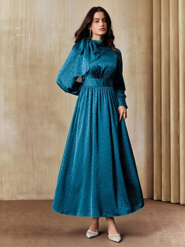 Women's Long Sleeve Dress With Bowknot Sash, Fashionable & Elegant, Spring/Autumn