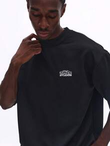 SUMWON Men's Regular Fit Short Sleeve Crew Neck T-Shirt With Large Back Graphic Print Summer Casual Tee Top - Black - View 5