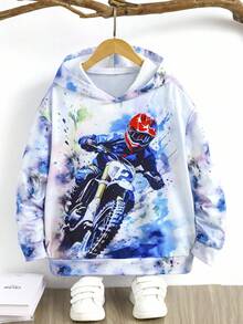 Fantacosmos Tween Boy Cool Motorcycle Print Casual Comfortable Versatile Sweatshirt, Suitable For Spring, Autumn, Winter - Multicolor - View 5