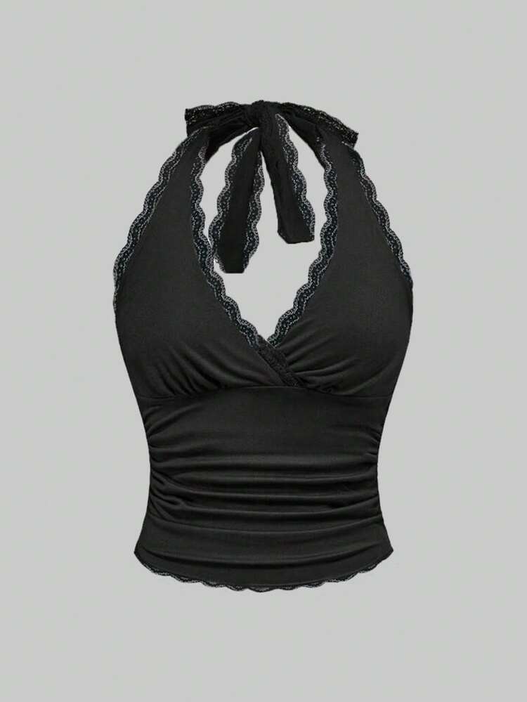 Top sin espalda con cuello de halter sexy para mujer talla grande para el verano - Multicolor - Añade 3