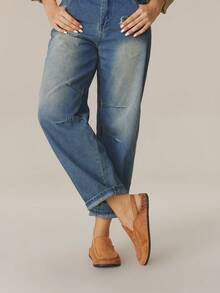 Styleloop 女士平底一脚蹬鞋，波西米亚风格，复古美式，波西米亚风，西部风，音乐节，派对装 - 棕色 - 查看 4