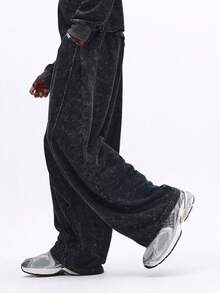 Quần nỉ SUMWON kiểu vintage, ống rộng thoải mái, có túi bên hông, thích hợp mặc ở nhà vào mùa đông và mùa thu. - màu đen - Xem 4