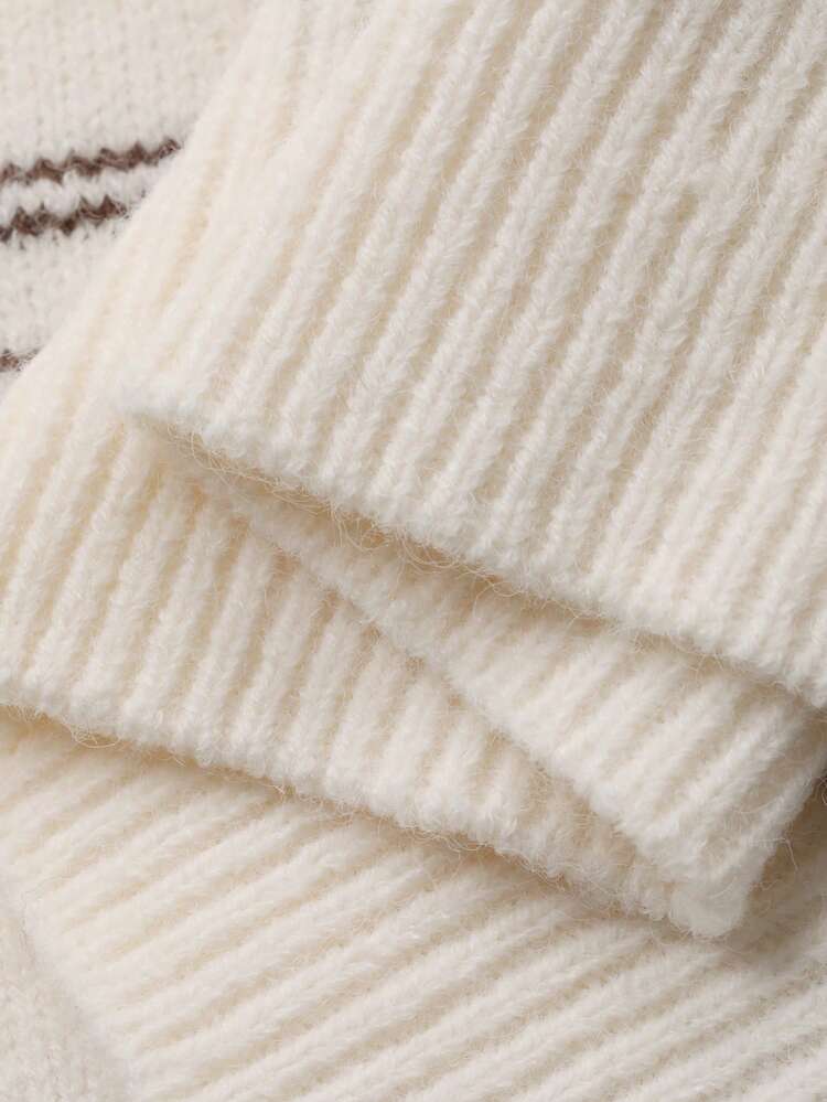 Women's Loose Striped Polo Collar Casual Relaxed Sweater