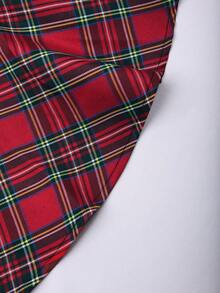 Sunspun Minimalist Plaid Lace-Up Crop Mini Skirt, Style - Red - View 5