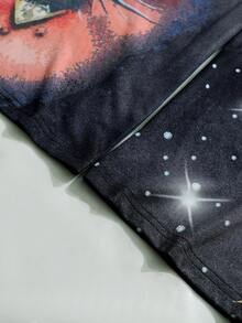 ROMWE MEN Men's Digital Eye & Diamond Print T-Shirt - Black - View 4