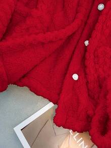 GlowEve CURVE Plus Size Elegant Reversible Argyle Pattern Crew Neck Jacketvalentine's Day  Valentine Outfits For Women  Valentine Outfits For Women  Valentine Clothes  Valentine's Day Outfit Plus Size Valentines  Valentine Outfits For Women Red Cardigan Women Fluffy Cardigan Cardigan Sweater Red Sweater Faux Fur Cardigan - Red - View 6